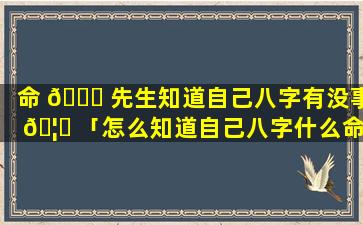 命 🐞 先生知道自己八字有没事 🦁 「怎么知道自己八字什么命」